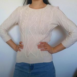 Vintage Ann Taylor Cream Cable Knit Sweater